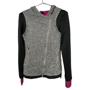 High End Mondetta Gray Black Pink Women’s S Athletic Running Full Zip Hoodie